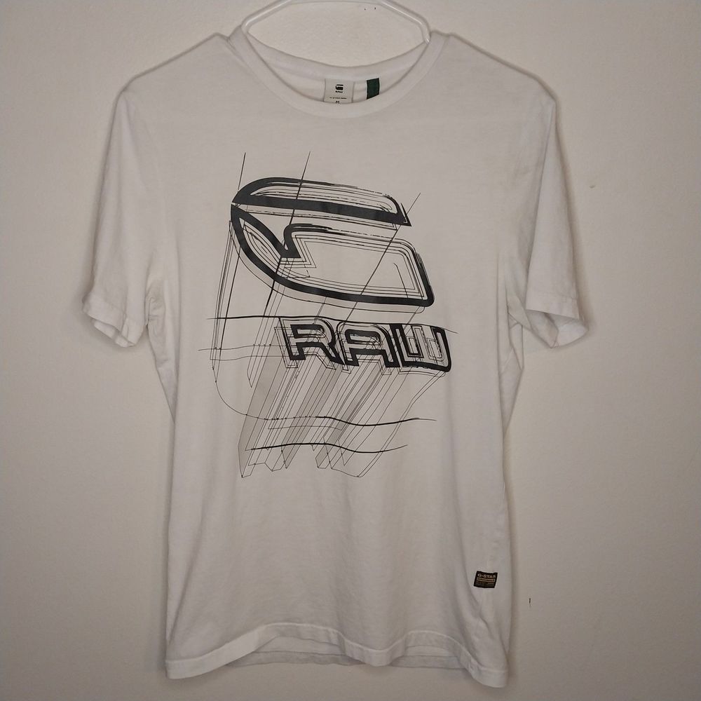 Men's G Star RAW White Graphic Tee - Medium